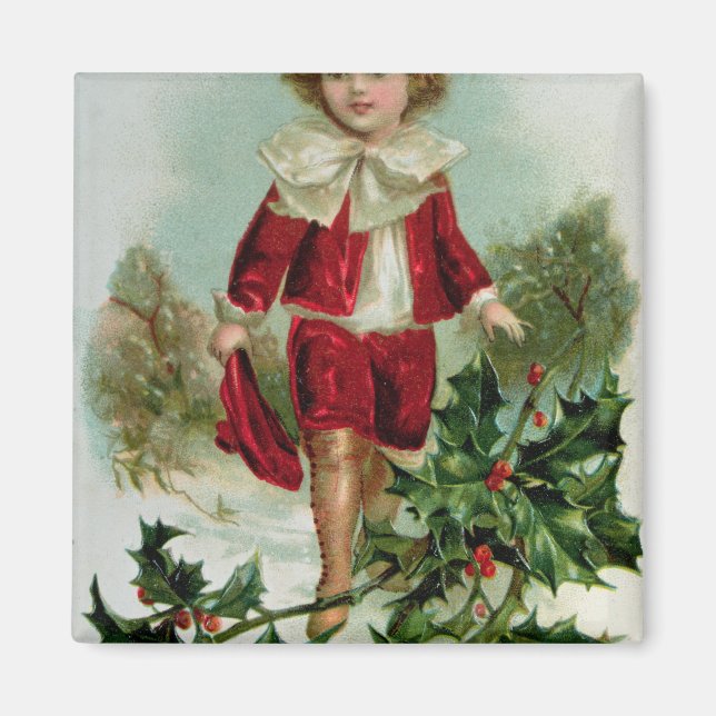 Viktorianskt vykort som avbildar en pojke magnet (Framsidan)