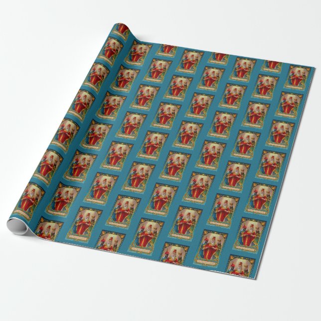 Viktorianvykort Magi Wisemen-presentfigursättning Presentpapper (Utrullad)