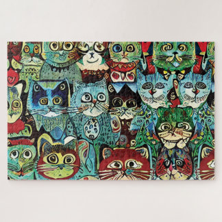 Viktoriska antropomorfiska katter i jordnära Färg Pussel