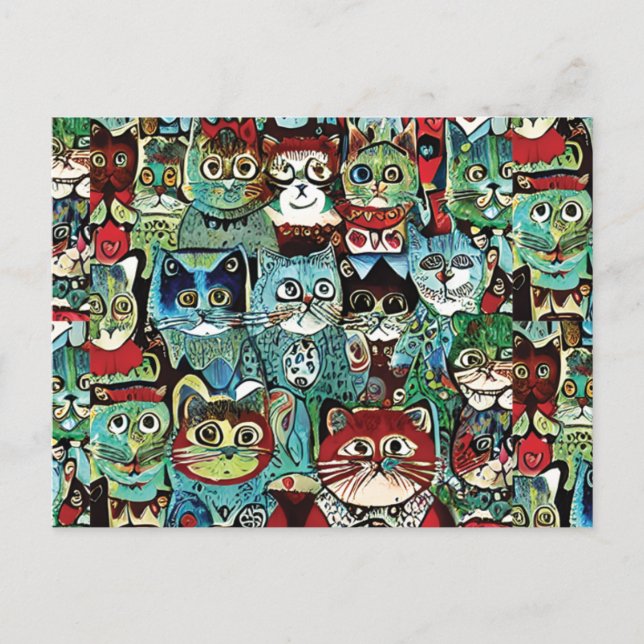 Viktoriska antropomorfiska katter i jordnära Färg Vykort (Framsida)