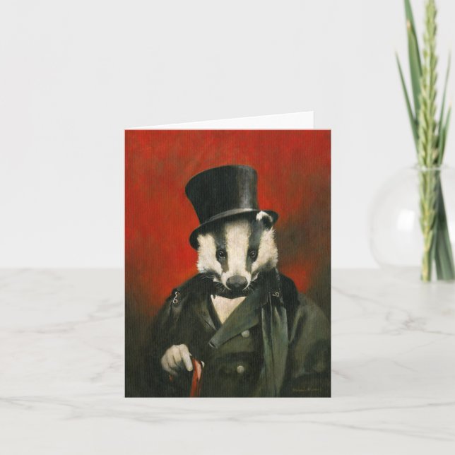 Viktoriska Badger i Hälsning-kortet Top hat Kort (Framsida)