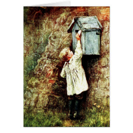 Viktoriskt barn som skickar ett brev-kort hälsningskort