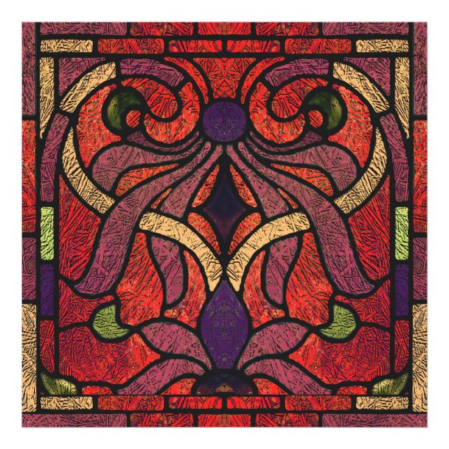 Viktoriskt glasaktigt i Maroon och Red Fototryck (Framsidan)