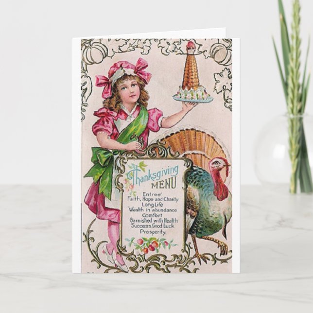 Viktoriskt hälsningskort för Thanksgiving Helgkort (Framsida)