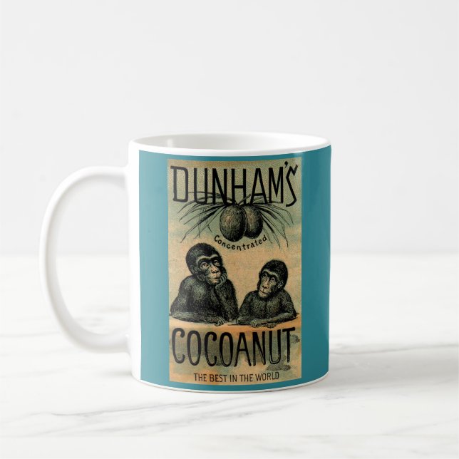 Viktoriskt handelskort: Dunhams Cocoanut Kaffemugg (Vänster)