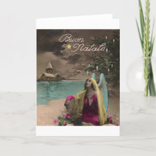 Viktoriskt italienskt julkort Boun Natale Helgkort
