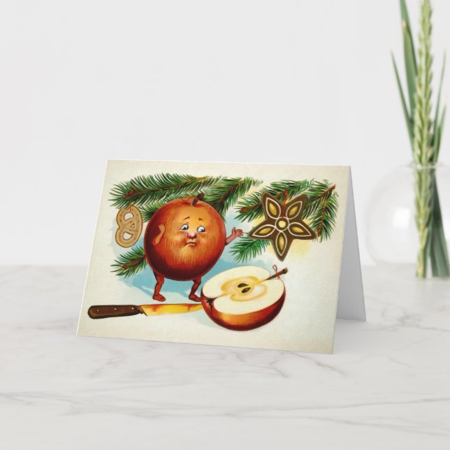 Viktoriskt klippt äppeljulkort helgkort (Framsida)