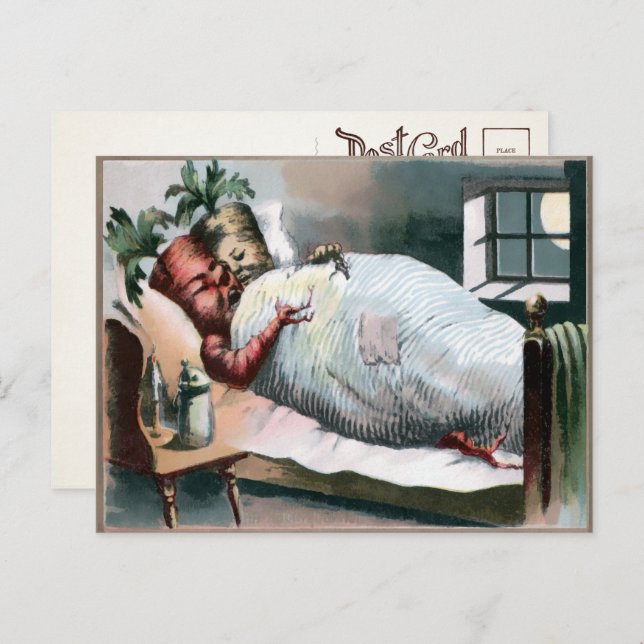 Viktoriskt vykort för pipande morötter  (Fram/baksida)