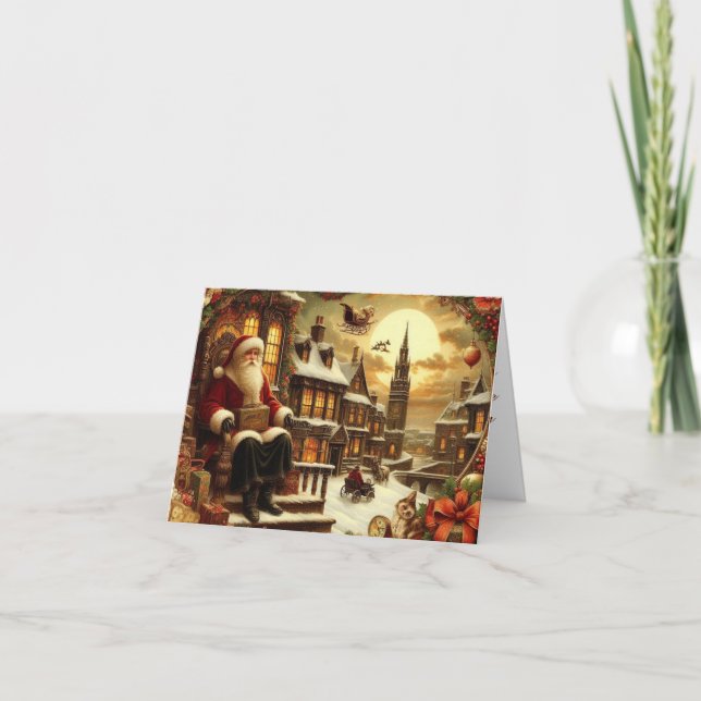 Viktouriansk Santa vikt julkort Kort (Framsida)