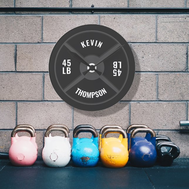 Viktplatta träningsfack för boskapsuppbyggnad Namn Rund Klocka (Weight Plate Training Fitness Bodybuilding Name Round Clock)