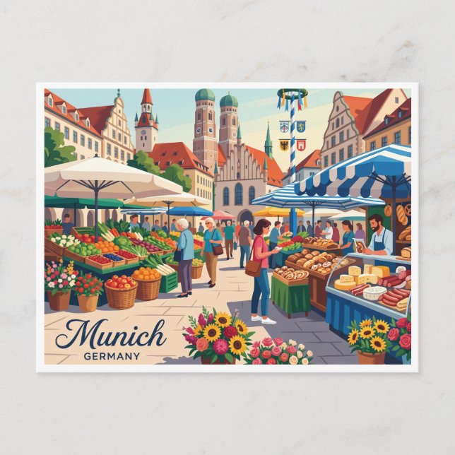Viktualienmarkt München Tyskland Vykort (Framsida)