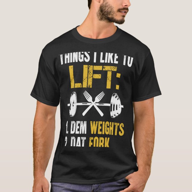 Viktupphängning med Ord Hiss Dat Fork Gym Fitn T Shirt (Framsida)