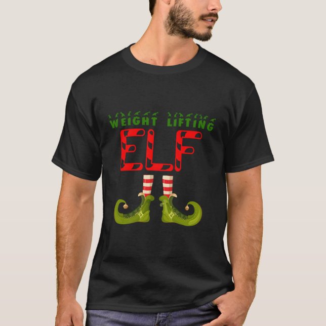 Viktupplyft Elf-gruppens matchande familjen Pajama T Shirt (Framsida)