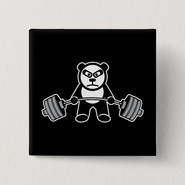 Viktupplyftande Panda Bear Anime - Tecknad Knapp (Framsida)