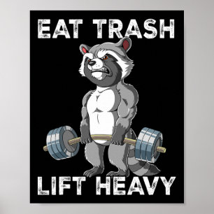 Viktutbildning för raccoon Gym Weight Eat Sopor Hi Poster