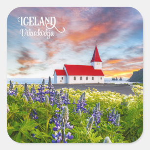 Vikurkirkja, Island Fyrkantigt Klistermärke