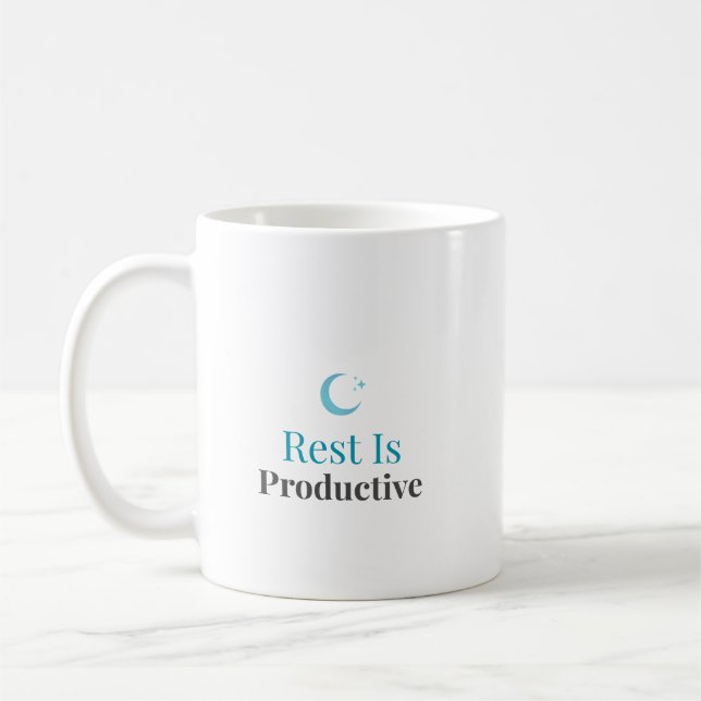 Vila är Produktivt – Minimal Motivationsmugg Kaffemugg (Vänster)