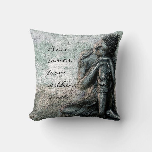 Vila Buddha med fredcitationsteckenord av vishet Kudde (Framsida)