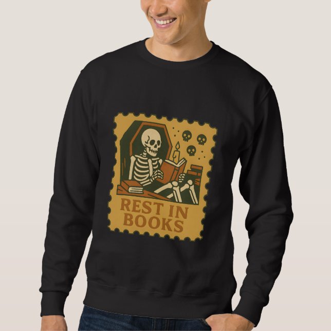 Vila i Bokar - Gothic Skeleton Reader Shirt Lång Ärmad Tröja (Framsida)