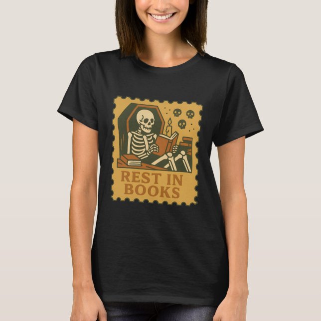 Vila i Bokar - Gothic Skeleton Reader Shirt T (Framsida)