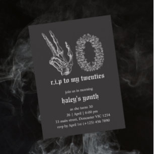 Vila i frid 20-tal skelett begravning 30-årsdag inbjudningar