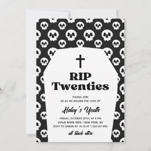 Vila i frid 20-talet Funeral Goth Svart 30-årsdag Inbjudningar