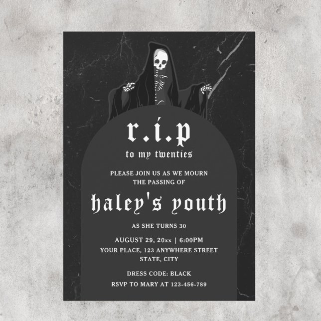 Vila i frid 20-talet Rolig död begravning 30-årsda Inbjudningar (Skapare uppladdad)