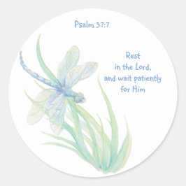 Vila i Lord Scripture Dragonfly Blue, Grönt Runt Klistermärke