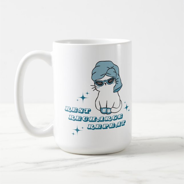 Vila, Ladda, Upprepa - Egenvård och Katter Kaffemugg (Vänster)