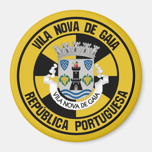 Vila Nova de Gaia Round Emblem Magnet (Framsidan)