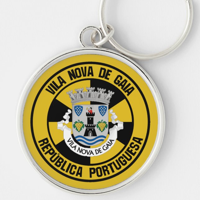 Vila Nova de Gaia Round Emblem Rund Silverfärgad Nyckelring (Framsidan)