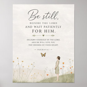 Vila och vänta tålmodigt Psalm 37 Kristna Poster