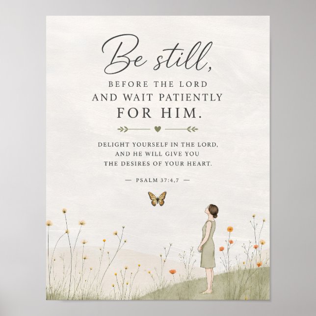 Vila och vänta tålmodigt Psalm 37 Kristna  Poster (Framsidan)