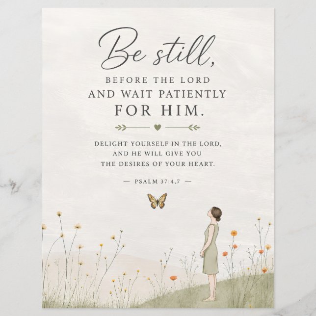 Vila och vänta tålmodigt Psalm 37 Kristna  Reklamblad (Framsidan)