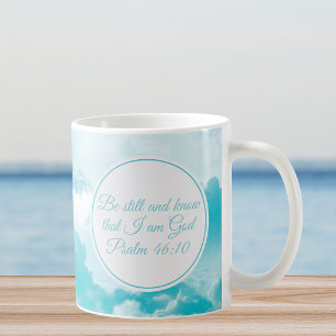 Vila och vet att jag är Gud Bibelvers Kaffemugg