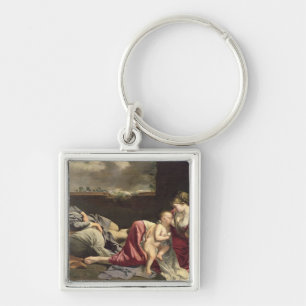Vila på flyg in i egyptenen, 1628 fyrkantig silverfärgad nyckelring