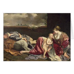 Vila på flyg in i egyptenen, 1628 hälsningskort
