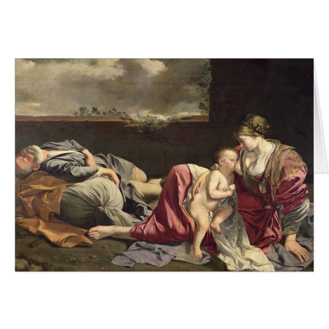 Vila på flyg in i egyptenen, 1628 hälsningskort (Framsidan Horizontal)