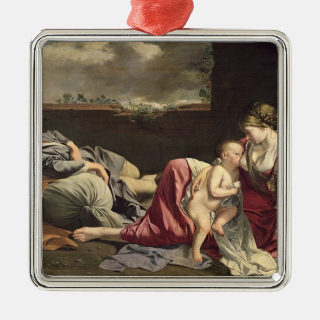 Vila på flyg in i egyptenen, 1628 julgransprydnad metall (Framsidan)