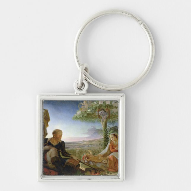 Vila på flyg in i egyptenen, 1805-6 fyrkantig silverfärgad nyckelring (Framsidan)