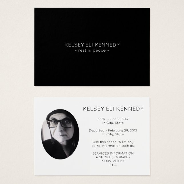 vila på fredens bönekort visitkort (Framsida & baksida)