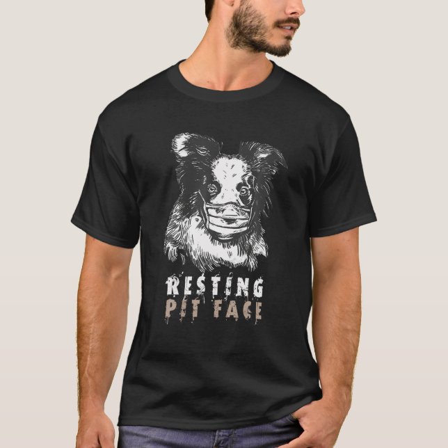 Vila på Hund i Ansikte vid återställande Pit Ansik T Shirt (Framsida)