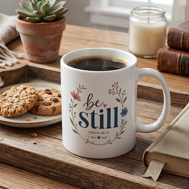 Vila Psalm 46:10 Blommig  Kaffemugg (Skapare uppladdad)