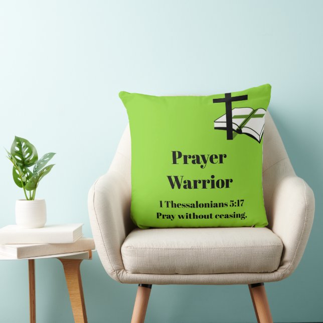 "Vila, slappna av och ladda upp med Prayer Warrior Kudde (Stol)