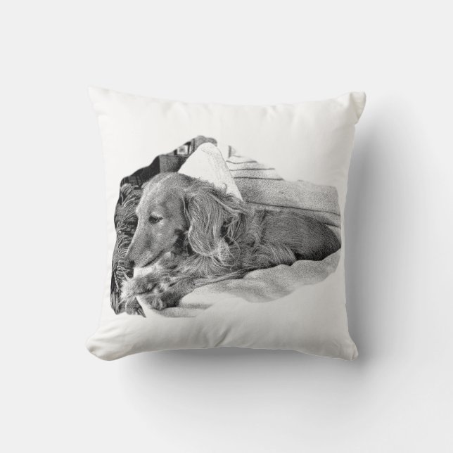 Vilande Dutch Hound – minimalistisk hundkonstkudde Kudde (Framsida)