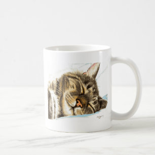 Vilande tabby katt kaffemugg