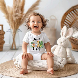 Vild 1:a födelsedag Baby Cute Safari T Shirt