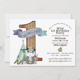 Vild 1:a födelsedag Inbjudan-pandapéer Inbjudningar