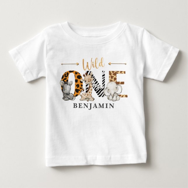 Vild 1:a födelsedagen Jungle Baby T-Shirt (Framsida)