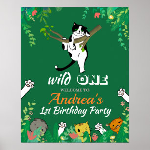 Vild 1:a födelsedagsinbjudan i Kattunge Kitten 1:a Poster